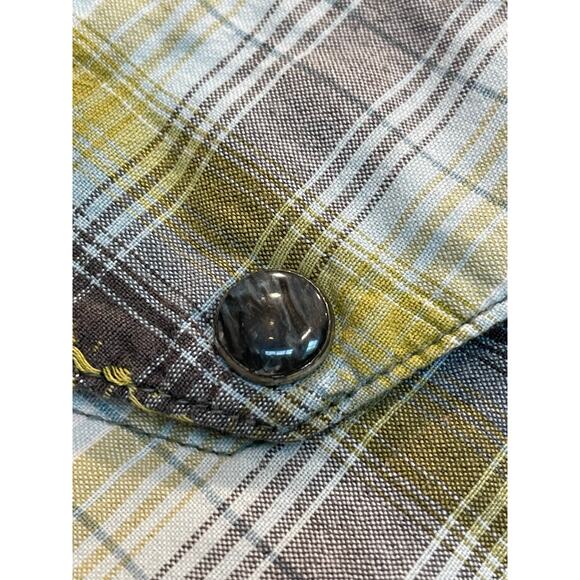 Southern Thread white/green/black plaid pearl snap western shirt L 100% Cotton - Picture 9 of 9